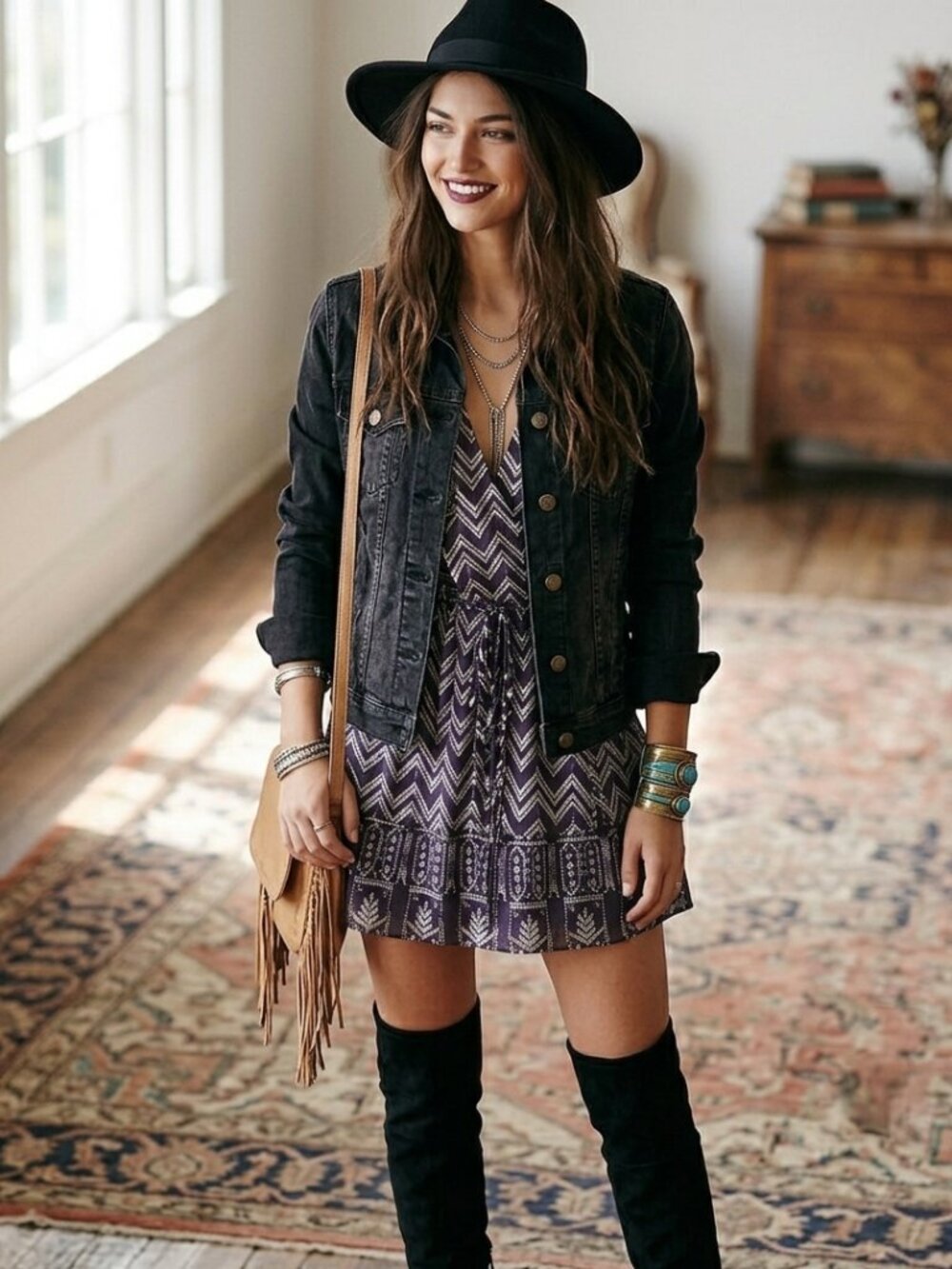 NWT Free People Plum Combo Geometric Print V-Neck Cold Shoulder Wrap Dress S
